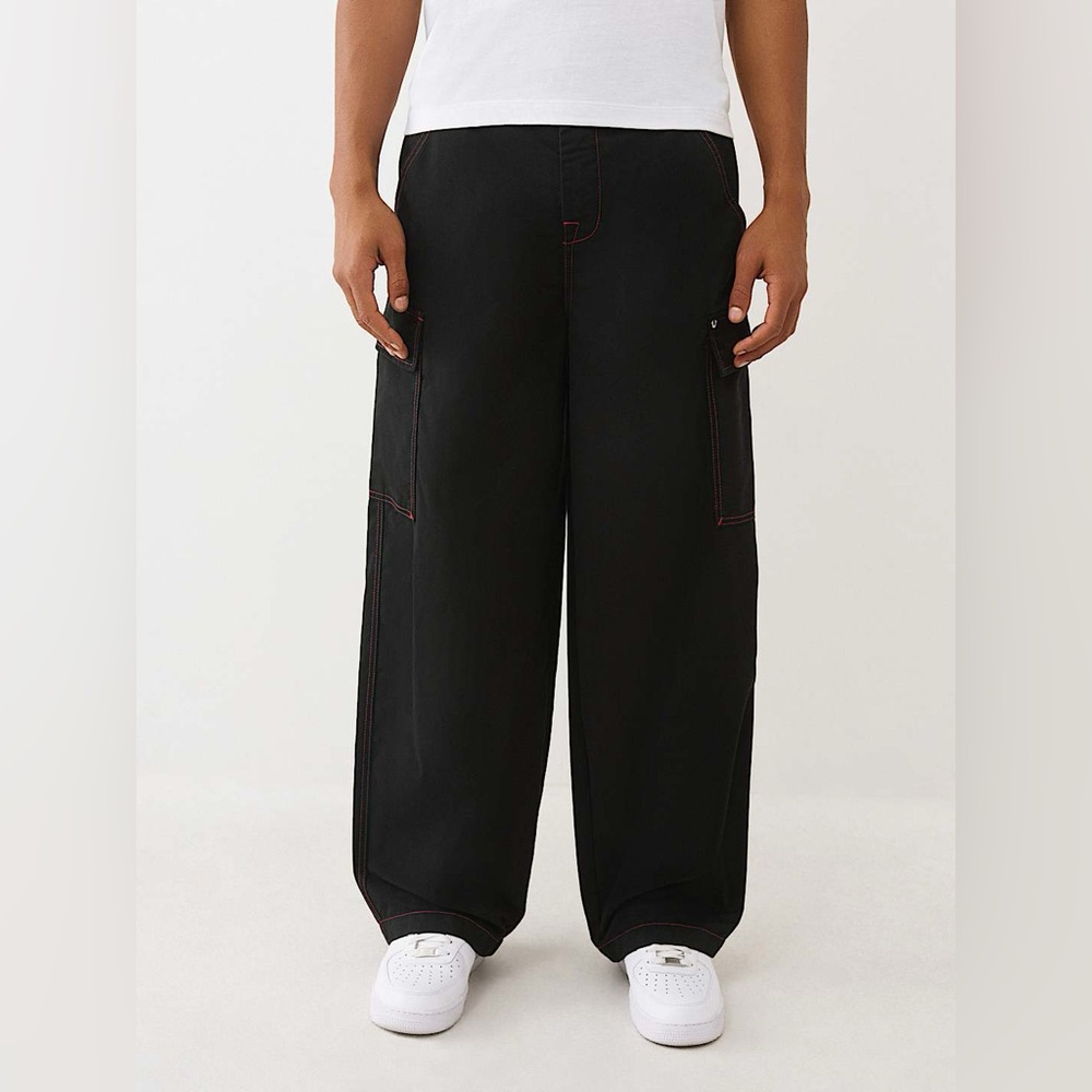 NWT True Religion‎ Men’s Size 40 Cargo Pants Jet Black TR-V RED  Style #108335